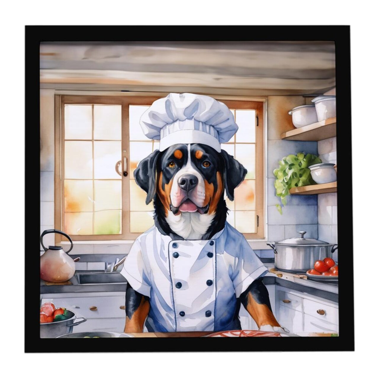 Edge Collections - 8" x 8" - Multicolor - Kitchen Wall Art Framed Metal The Chef - 1 Piece
